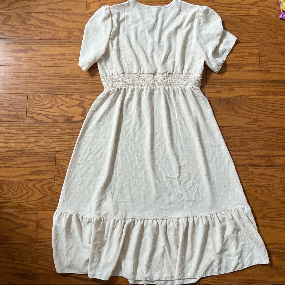 White Midi Dress with Short Sleeves Brand New NWT Chiclily dress xl extra large - Picture 5 of 9